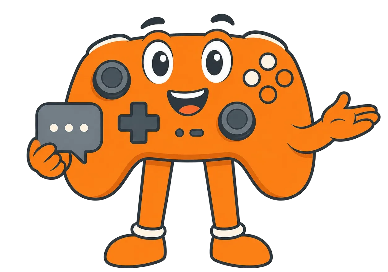 GamepadTester mascot acting as the explainer host